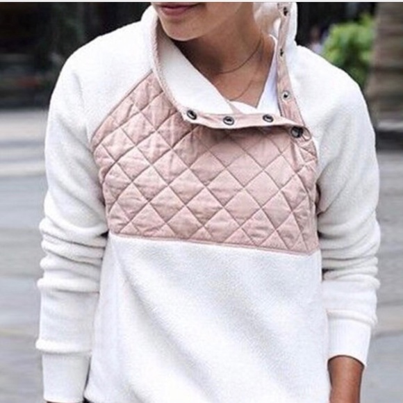 Blush Pink & Ivory Side Snap Fleece Pullover - Picture 2 of 5